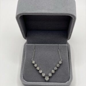 0.50 CT Natural Diamond Chevron Silver Necklace
